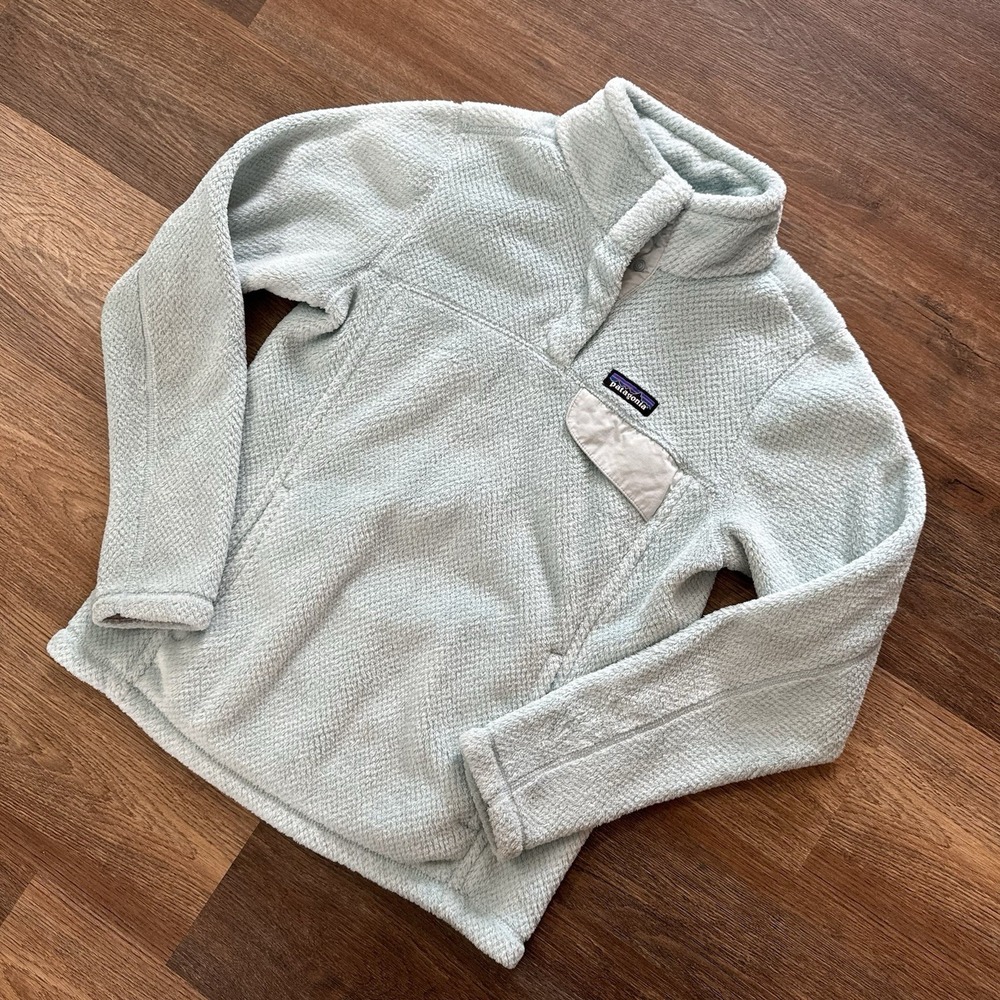 Patagonia Re Tool Half Snap‎ Pullover Women's Sz M Light Baby Blue Outdoors READ